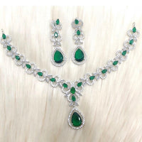 ShringarStreet Silver Plated AD Necklace Set