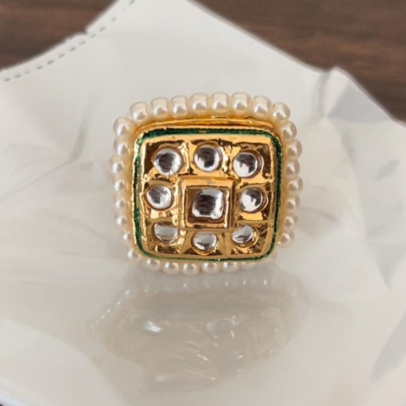 Shringarstreet Gold Plated Kundan Stone Ring