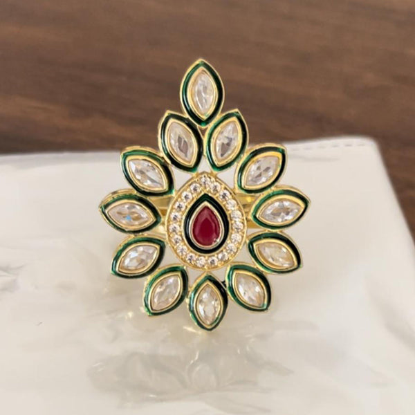 Shringarstreet Gold Plated Kundan Stone Ring