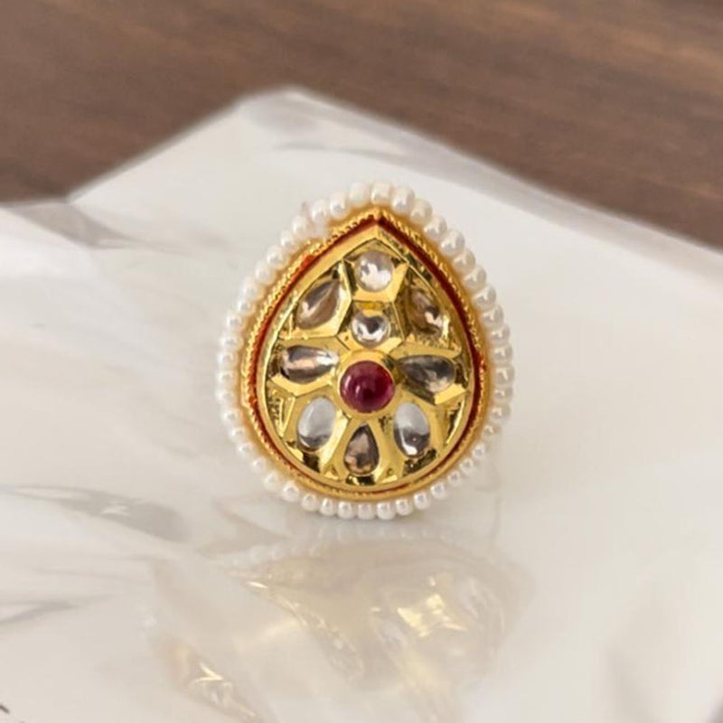 Shringarstreet Gold Plated Kundan Stone Ring