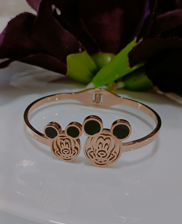 Tarohi Jewels Stainless Steel Rosegold Plated Mickey Mouse Face Kada- STKD 3056