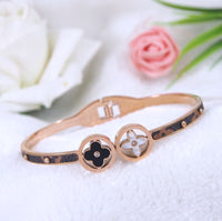 Tarohi Jewels Stainless Steel Gold/Rosegold Plated Clover Design Kada- STKD 3783