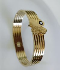 Tarohi Jewels Stainless Steel Gold Plated Butterfly Shaped Evil Eye Kada - STKD 4858