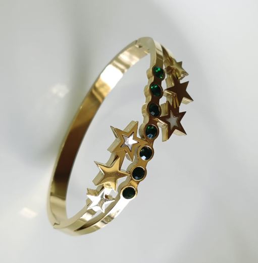 Tarohi Jewels Stainless Steel Gold Plated Star Shaped Kada - STKD 4867