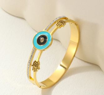 Tarohi Jewels Stainless Steel Gold/ Rosegold Plated Evil Eye Kada- STKD 4882