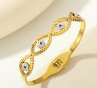 Tarohi Jewels Stainless Steel Gold/Rosegold Plated Evil Eye Kada- STKD 4893