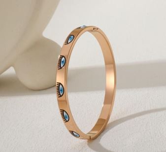 Tarohi Jewels Stainless Steel Rosegold PLated Enamel Evil Eye Kada- STKD 4899