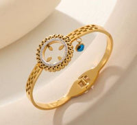 Tarohi Jewels Stainless Steel Gold Plated Flower Design Kada- STKD 4903