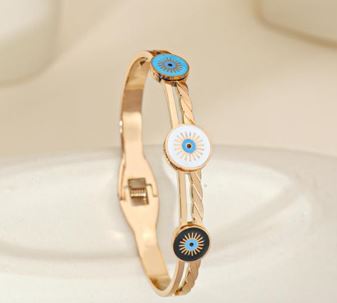 Tarohi Jewels Stainless steel gold rosegold plated sun eye kada stkd-4916