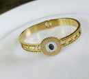 Tarohi Jewels Stainless Steel Gold Plated Evil Eye Shell Kada - STKD 4940