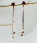 Tarohi JewelsStainless Steel Rosegold Plated Double Long Chain Earring-STNER 2555