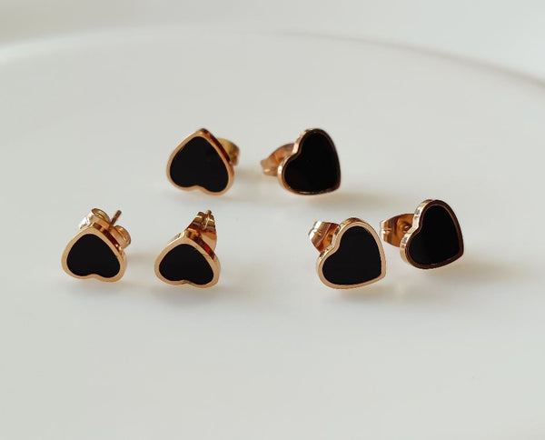 Tarohi JewelsStainless Steel Rosegold Plated Three Pair Heart Shaped Earring-STNER 2560