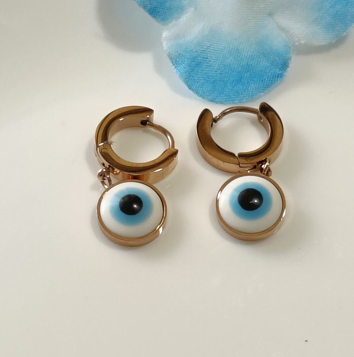 Tarohi Jewels Stainless Steel Gold/Rosegold/Silver Plated Evil Eye Dangle Earring-STNER 2574