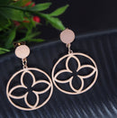 Tarohi Jewels Stainless Steel Rosegold Plated Floral Design Earring- STNER 2719