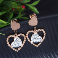 Tarohi Jewels Stainless Steel Rosegold Plated Heart Shaped Earring- STNER 2726