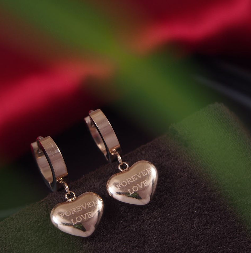 Tarohi Jewels Stainless Steel Rosegold Plated Heart Shaped Hoops Earring-STNER 2822