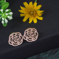 Tarohi JewelsStainless Steel Rosegold Plated Floral Stud Earring-STNER 2848