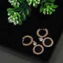 Tarohi JewelsStainless Steel Rosegold Plated Black Disc Round Shaped Hoops Earring-STNER 2869