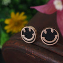 Tarohi JewelsStainless Steel Rosegold Plated Smiley Face Stud Earring-STNER 2889