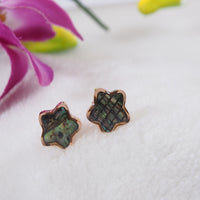 Tarohi JewelsStainless Steel Rosegold Plated Star Shaped Abalone Stud Earring- STNER 3850