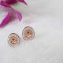 Tarohi Jewels Stainless Steel Rosegold Plated Roman Numerals Half Moon Shaped Stud Earring- STNER 3852