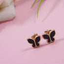 Tarohi JewelsStainless Steel Rosegold Plated Black and White Pearl Butterfly Stud Earring- STNER 3860