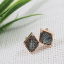 Tarohi Jewels Stainless Steel Rosegold Plated Abalone Rhombus Stud Earring- STNER 3901