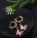 Tarohi Jewels Stainless Steel Rosegold Plated Butterfly Hoops Earring- STNER 4046