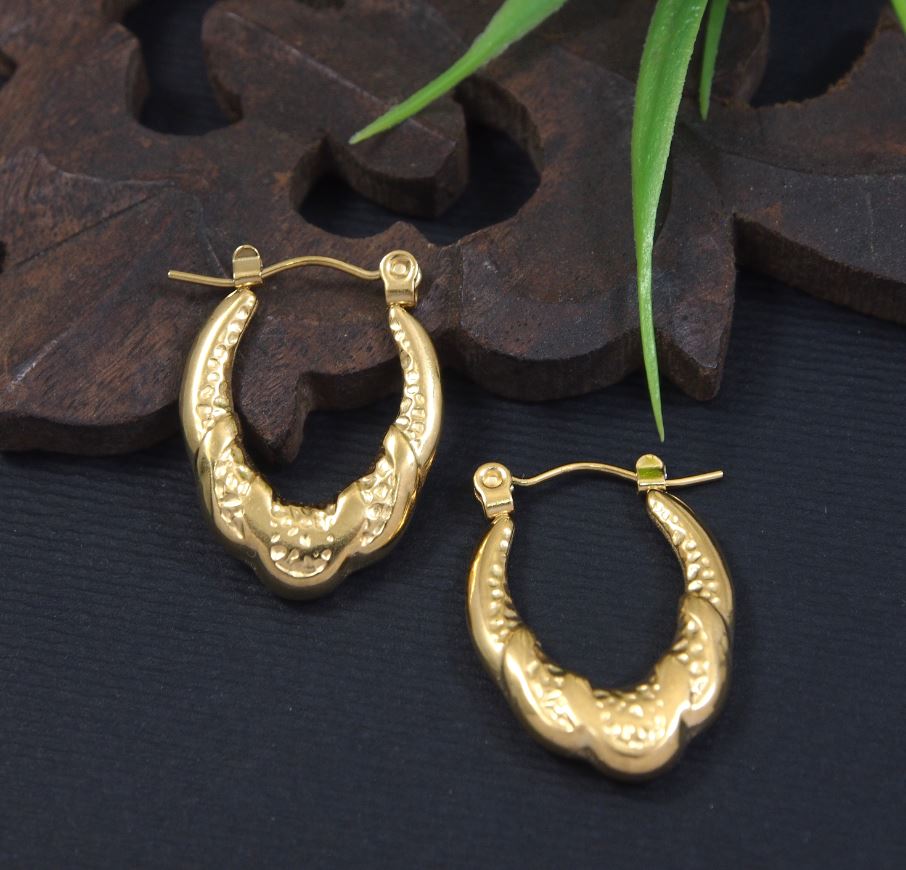 Tarohi JewelsStainless Steel Anti Tarnish Gold Plated Hoops Earring- STNER 5322