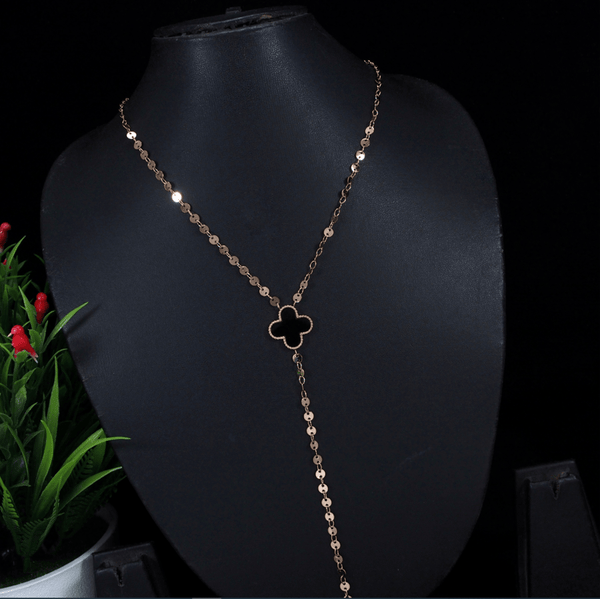 Tarohi Jewels Stainless Steel Rosegold Plated Multi Disc Clover Necklace- STNK 3070