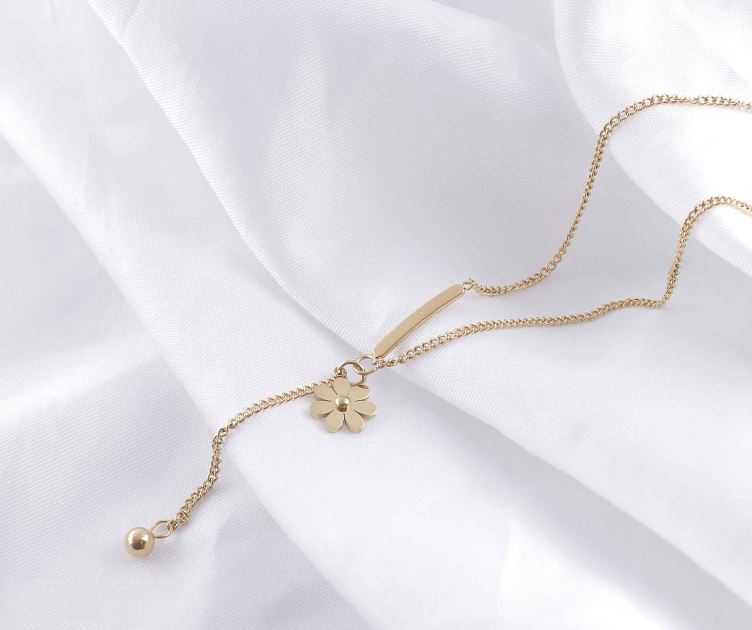 Tarohi JewelsStainless Steel Bow Shaped Pendent Pearl Chain Necklace - STNK 4972