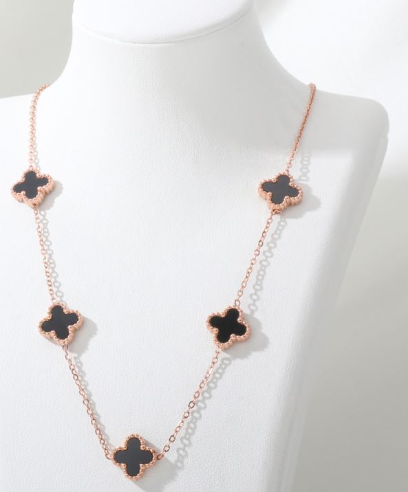 Tarohi Jewels Stainless Steel Clover Link Necklace - STNK 5180