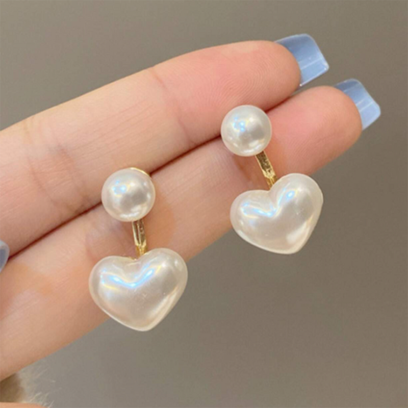 Subhag Alankar Korean Style Pearl Heart Drop Earrings For Women And Girls