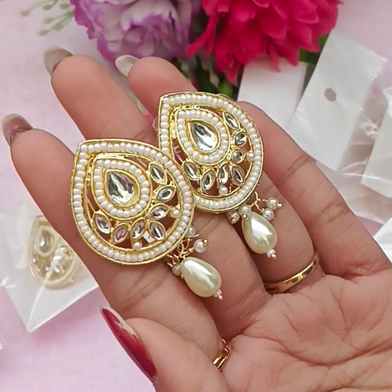 Darshana Jewels Kundan Stone Gold Plated Stud Earrings