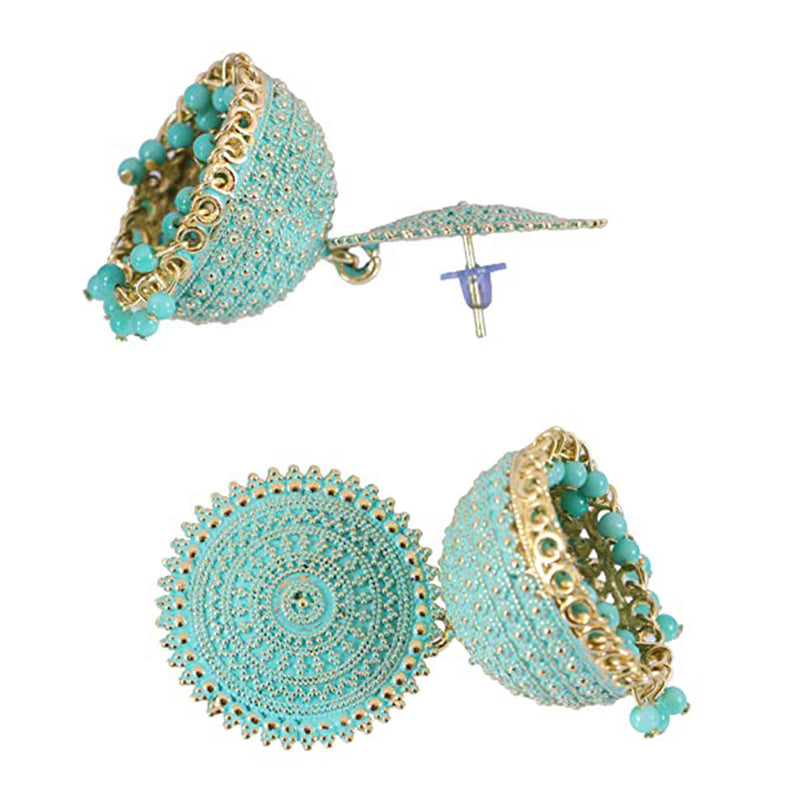 Subhag Alankar Sea Green Attractive Kundan Jhumki earrings ideal for festive wear