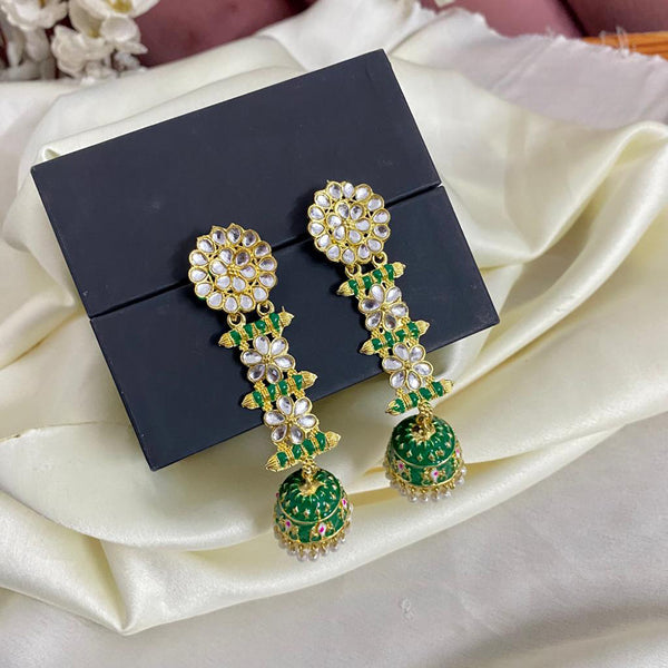 Subhag Alankar Green Trendy Latkan Style Seedhi Jhumki Earrings