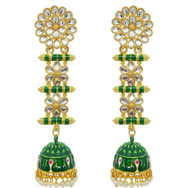 Subhag Alankar Green Trendy Latkan Style Seedhi Jhumki Earrings