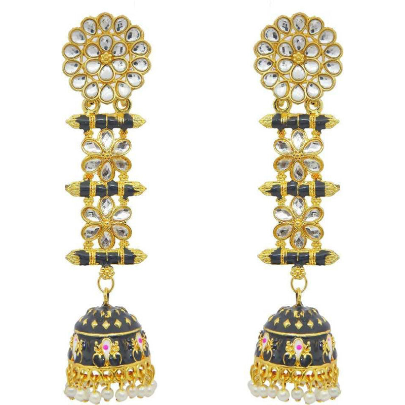 Subhag Alankar Grey Trendy Latkan Style Seedhi Jhumki Earrings