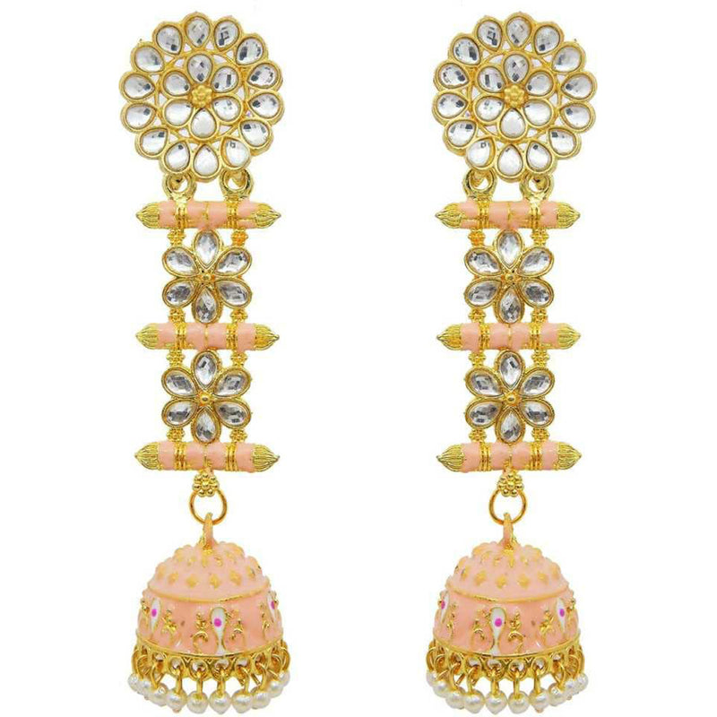 Subhag Alankar Peach Trendy Latkan Style Seedhi Jhumki Earrings