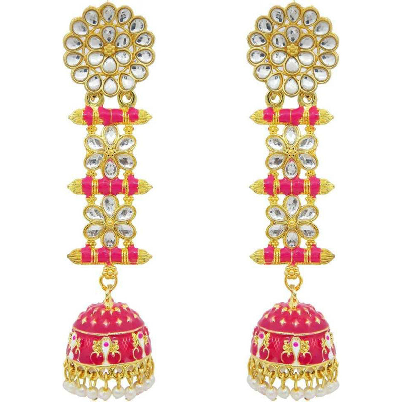 Subhag Alankar Pink Trendy Latkan Style Seedhi Jhumki Earrings