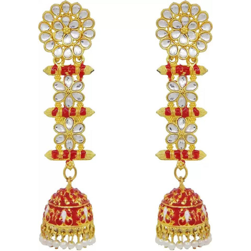 Subhag Alankar Red Trendy Latkan Style Seedhi Jhumki Earrings