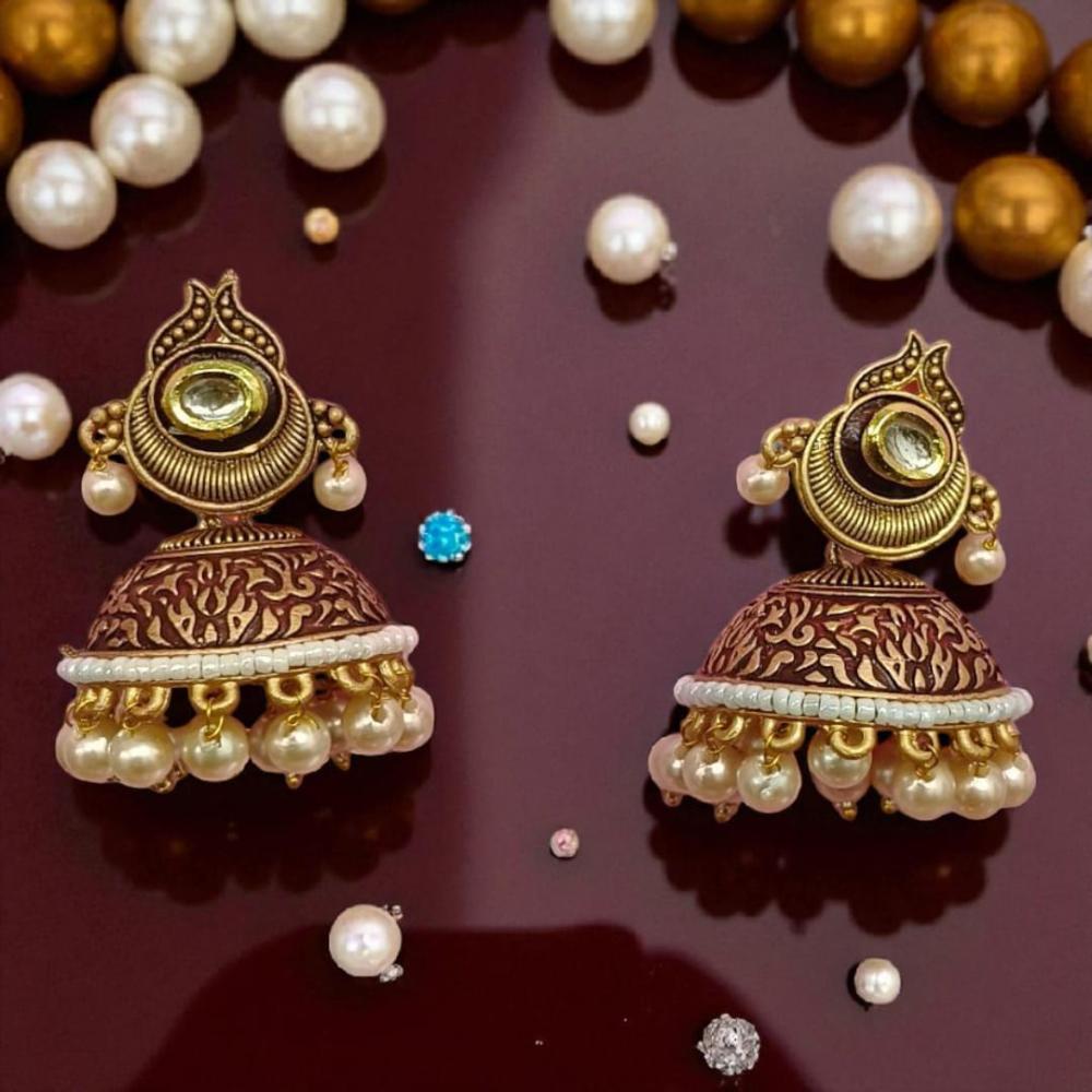 Wearhouse Fashion Traditional Kundan Stone Jhumki Earrings
