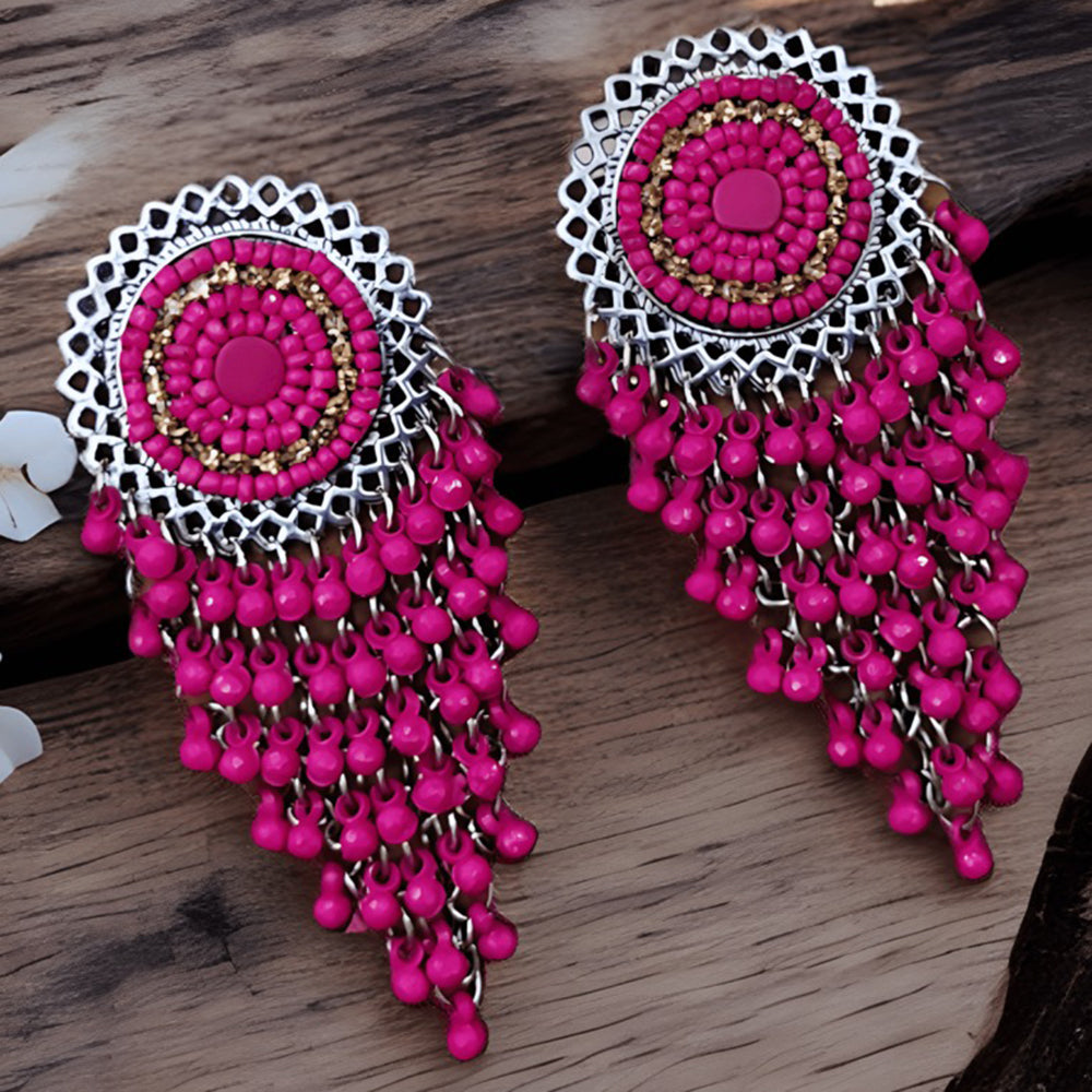 Bevy Pearls Elegant Oxidised Plated Ghungroo Dangler Earrings