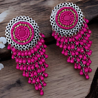 Bevy Pearls Elegant Oxidised Plated Ghungroo Dangler Earrings