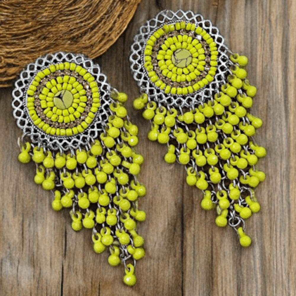 Bevy Pearls Elegant Oxidised Plated Ghungroo Dangler Earrings