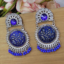 Bevy Pearls Elegant Oxidised Plated Crystal And Pearl Meenakari Dangler Earrings