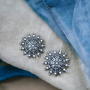 Bevy Pearls Graceful Oxidised Plated Stud Earrings