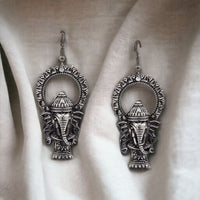 Bevy Pearls Elegant Oxidised Plated Ganesh Dangler Earrings