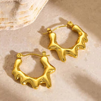 Bevy Pearls Modern Wave Design Hoop Earrings