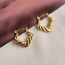 Bevy Pearls Modern Wave Design Hoop Earrings